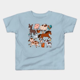 Cute farm animals illustration Kids T-Shirt